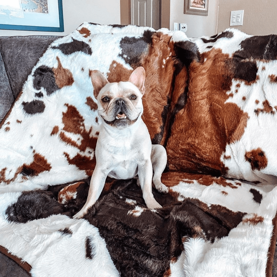 PupProtector™ Waterproof Blanket - Brown Faux Cowhide Protector - American Bark Bliss
