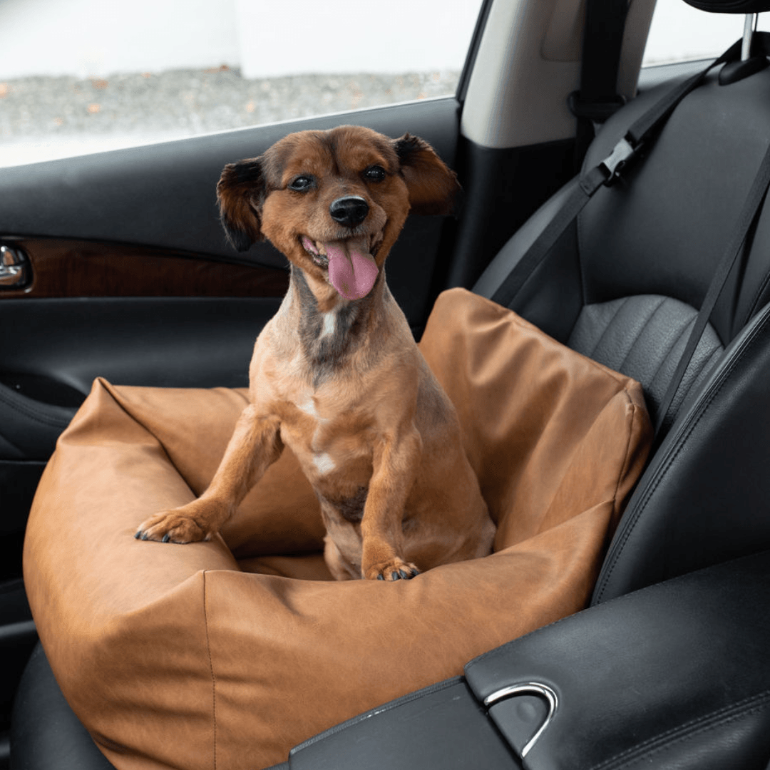 Best Dog Car Bed with Memory Foam - PupProtector™ Camel - American Bark Bliss