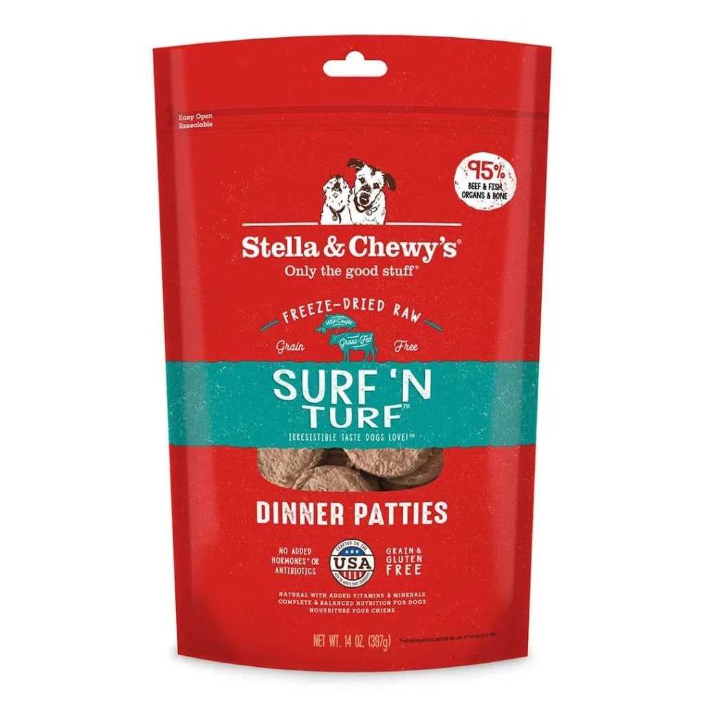 Stella & Chewy's Freeze Dried Dinner Patties Surf and Turf Dog Food (25oz) by The Family Pet