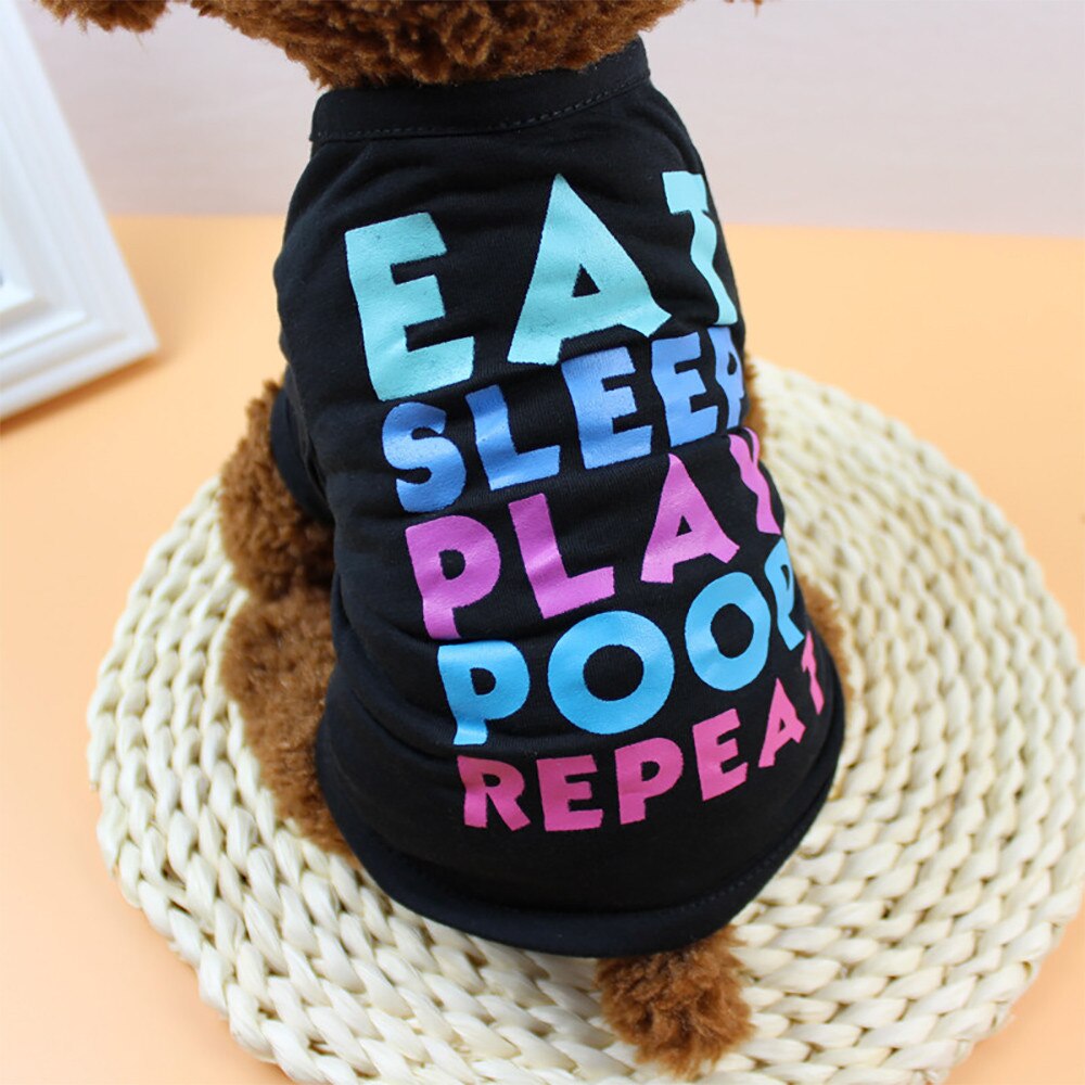 Dog T-Shirts: Eat Sleep Play Poop Repeat Vest Clothes - American Bark Bliss