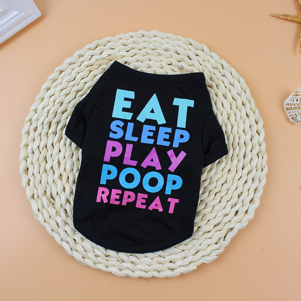 Dog T-Shirts: Eat Sleep Play Poop Repeat Vest Clothes - American Bark Bliss
