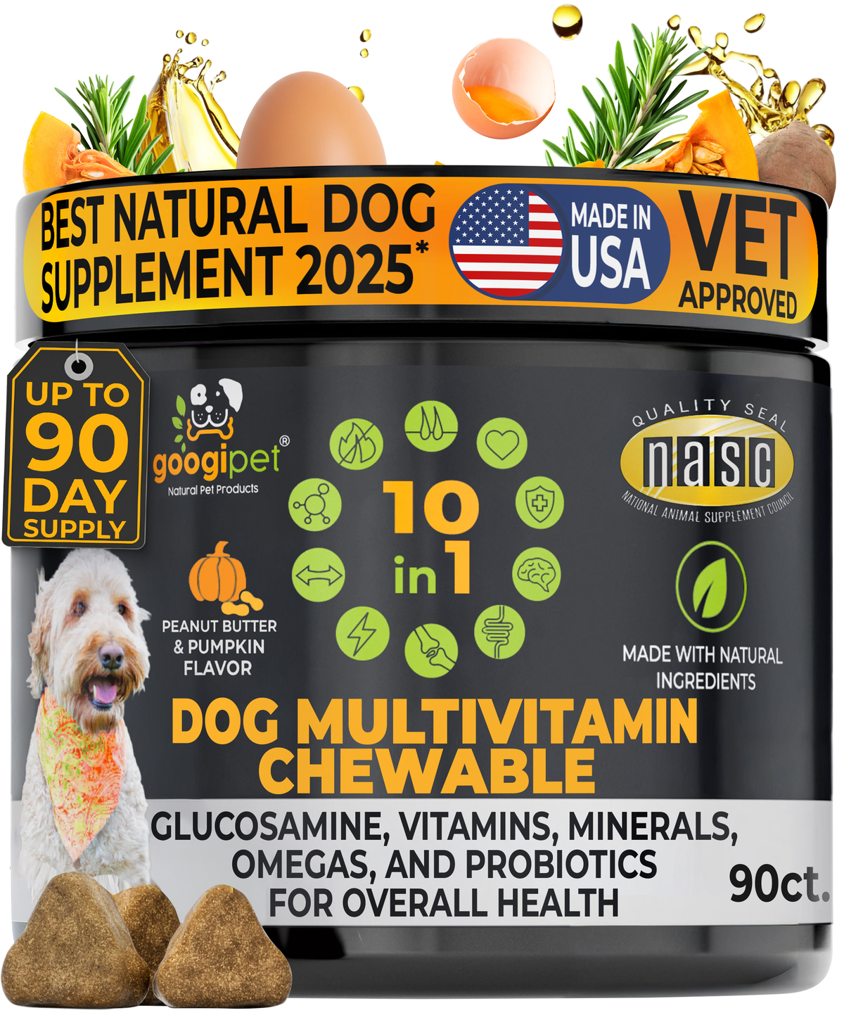 10 in 1 Multivitamin Chews for Dogs (Peanut Butter & Pumpkin Flavor)