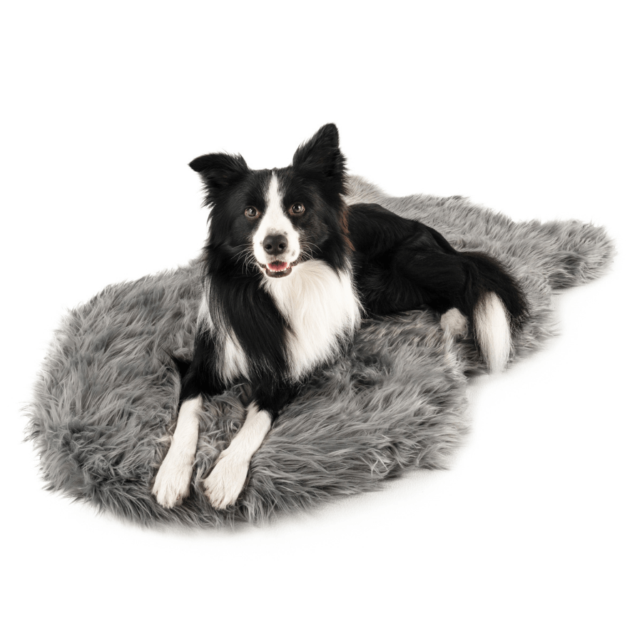 PupRug by Paw.com® Faux Fur Orthopedic Dog Bed - Curve Charcoal Grey - American Bark Bliss