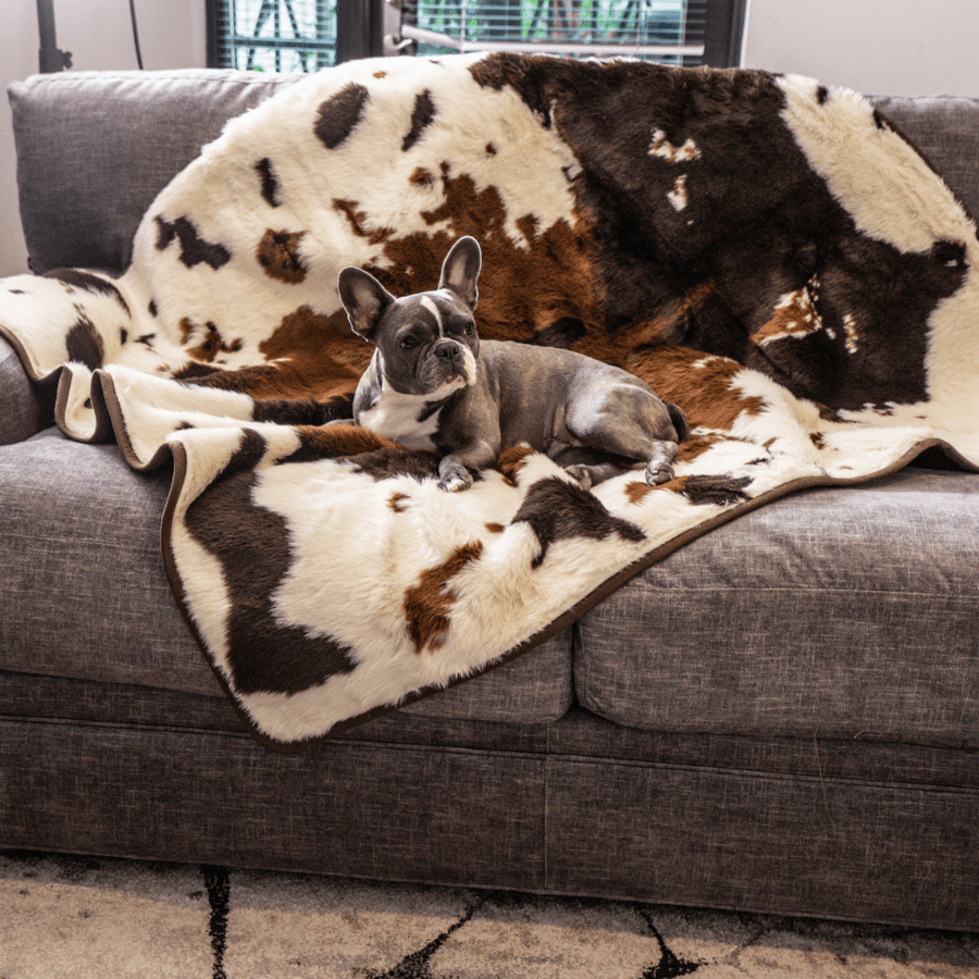 PupProtector™ Waterproof Blanket - Brown Faux Cowhide Protector - American Bark Bliss