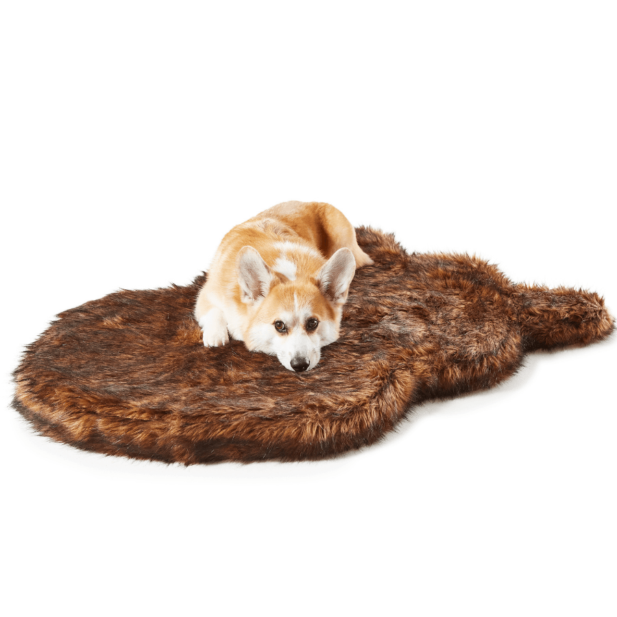 PupRug by Paw.com® Faux Fur Orthopedic Dog Bed - Curve Brown - American Bark Bliss