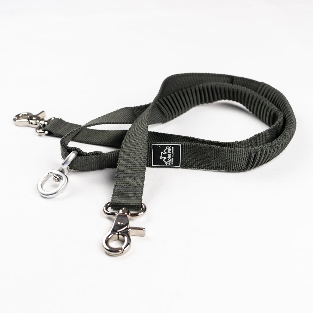 Teton Dark Gray Elastic Dog Leash Coupler for Two Dogs - American Bark Bliss
