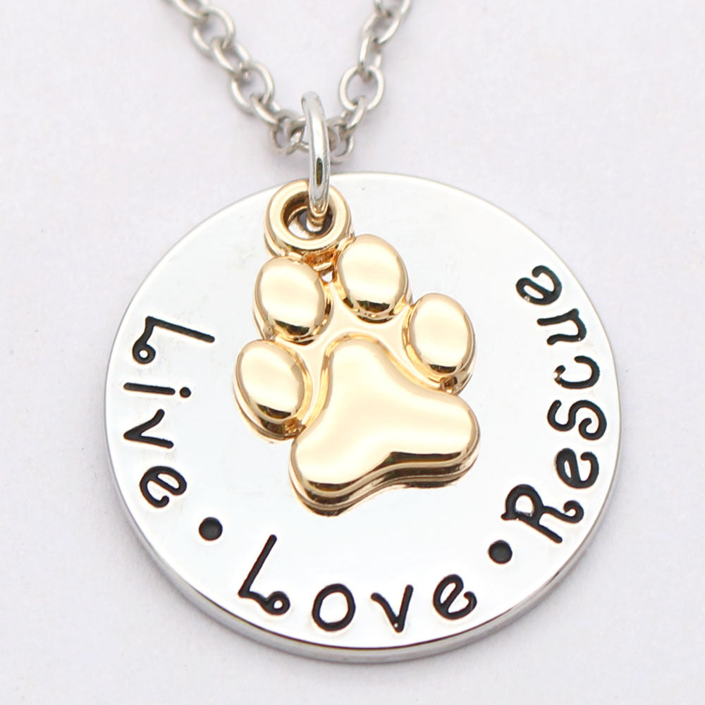 Dog Paw Necklace Keychain | Live Love Rescue Jewelry - American Bark Bliss