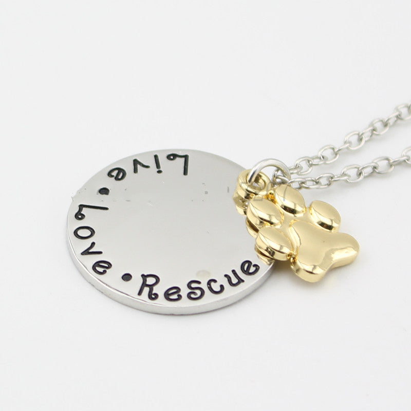 Dog Paw Necklace Keychain | Live Love Rescue Jewelry - American Bark Bliss