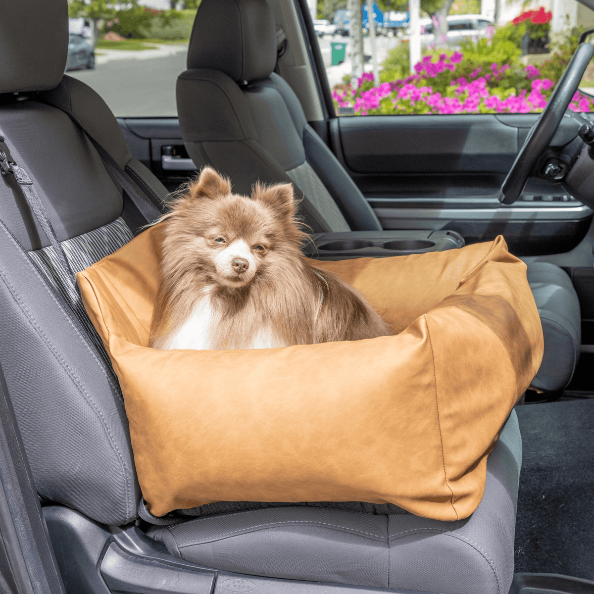 Best Dog Car Bed with Memory Foam - PupProtector™ Camel - American Bark Bliss