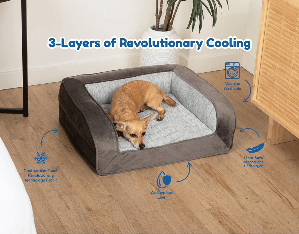 PupChill Cooling Bolster Bed for Dogs - American Bark Bliss