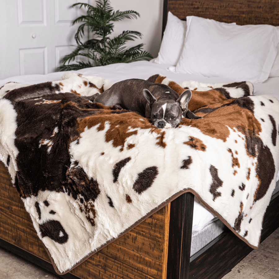 PupProtector™ Waterproof Blanket - Brown Faux Cowhide Protector - American Bark Bliss