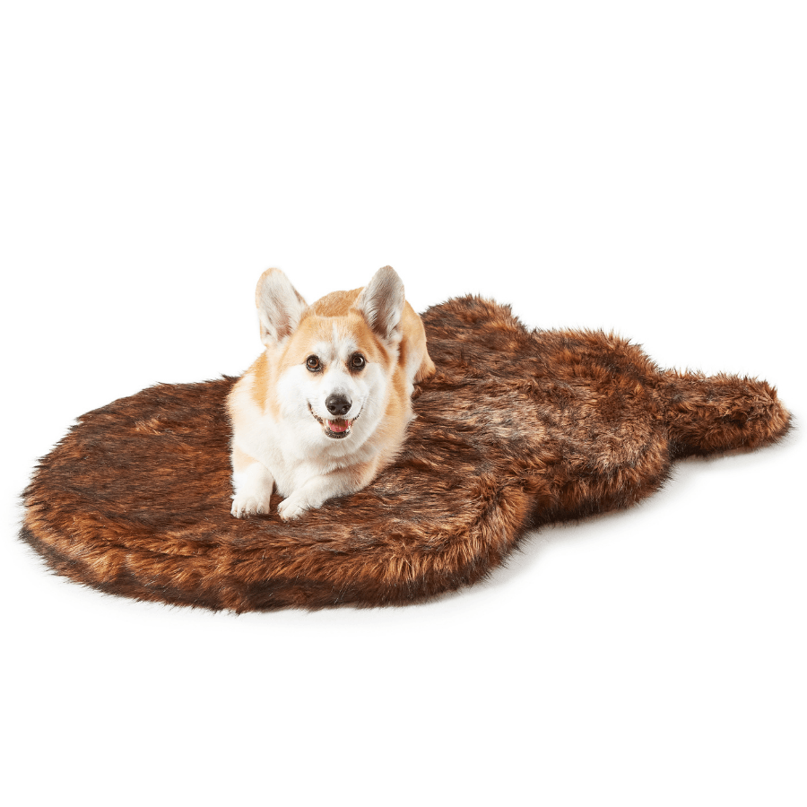 PupRug by Paw.com® Faux Fur Orthopedic Dog Bed - Curve Brown - American Bark Bliss