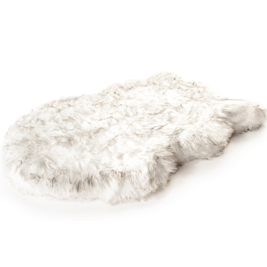 PupRug by Paw.com® Faux Fur Orthopedic Dog Bed - Curve White with Brown Accents