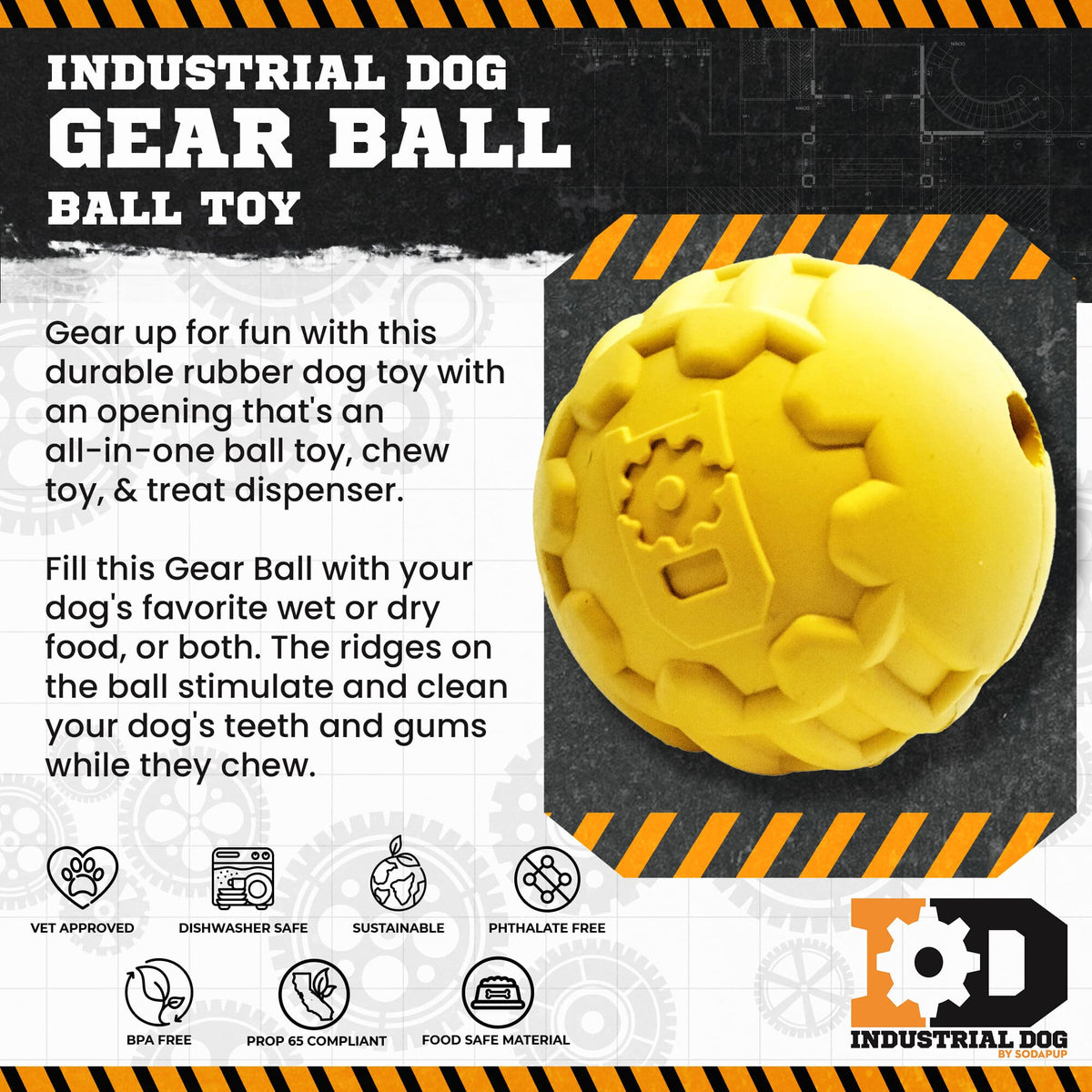 ID Ball Durable Rubber Chew Ball - American Bark Bliss