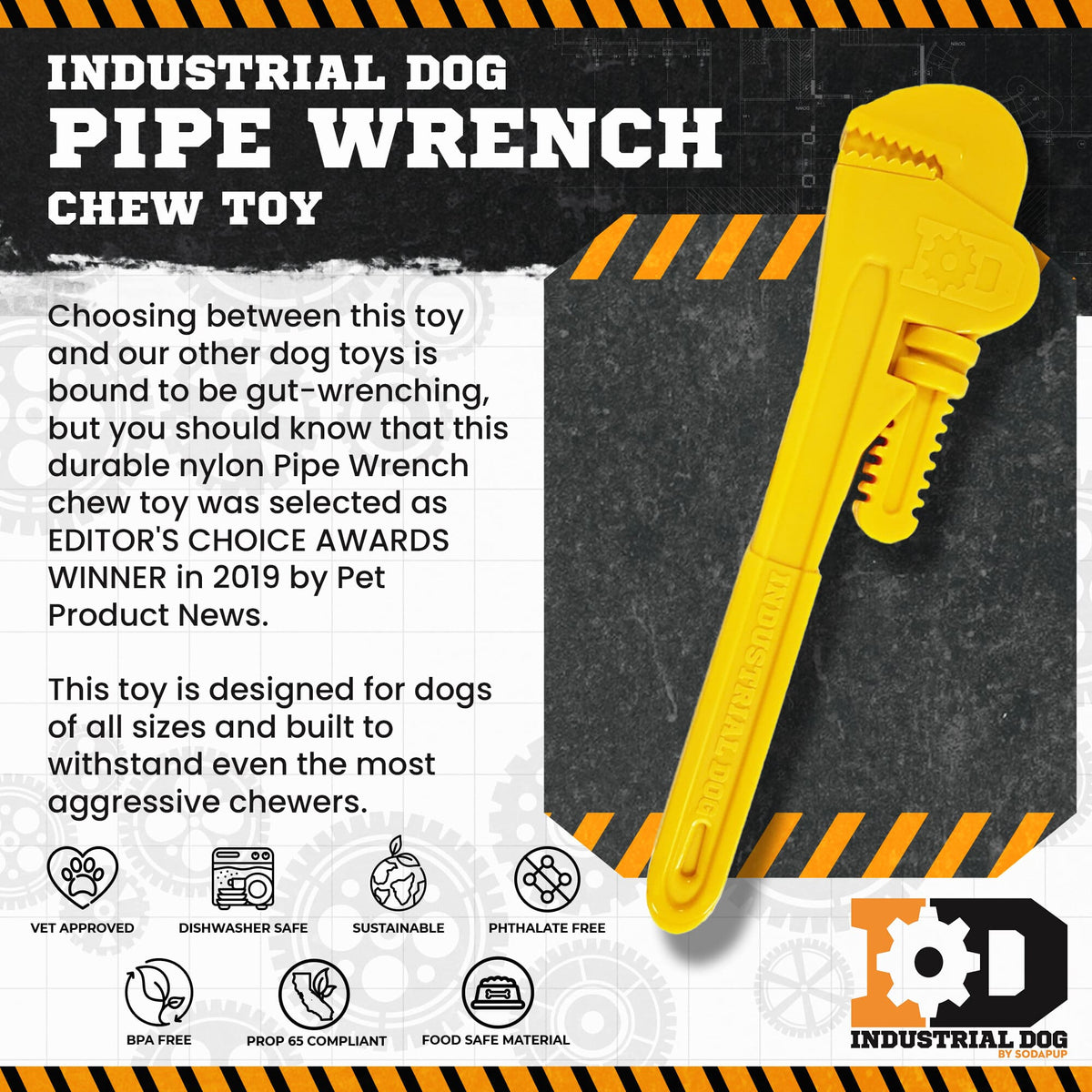 Pipe Wrench Nylon Dog Toy for Aggressive Chewers | USA Made | SodaPup - American Bark Bliss