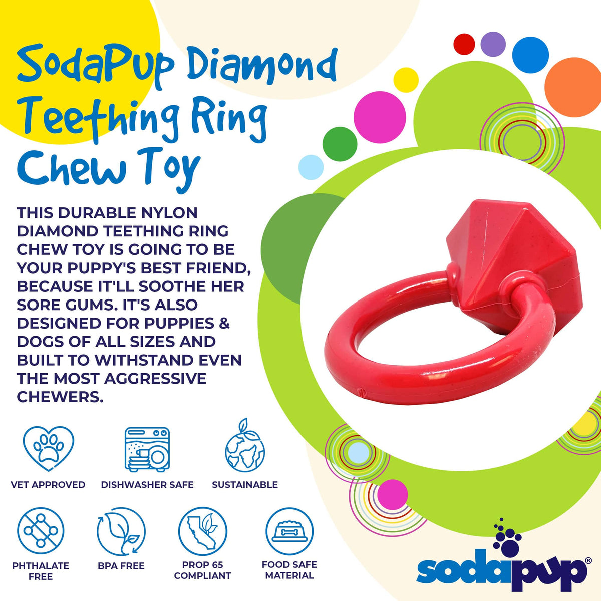Diamond Ring Nylon Teething Ring for Puppies | Durable & USA Made - American Bark Bliss