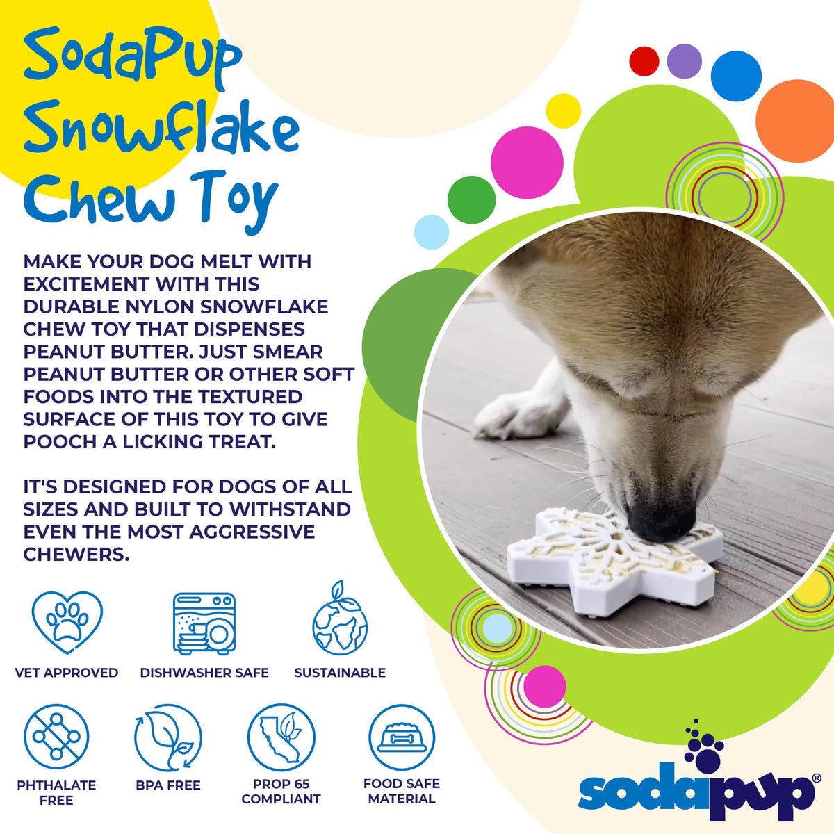 Snowflake Nylon Dog Chew Toy for Aggressive Chewers | USA Made & FDA Compliant - American Bark Bliss
