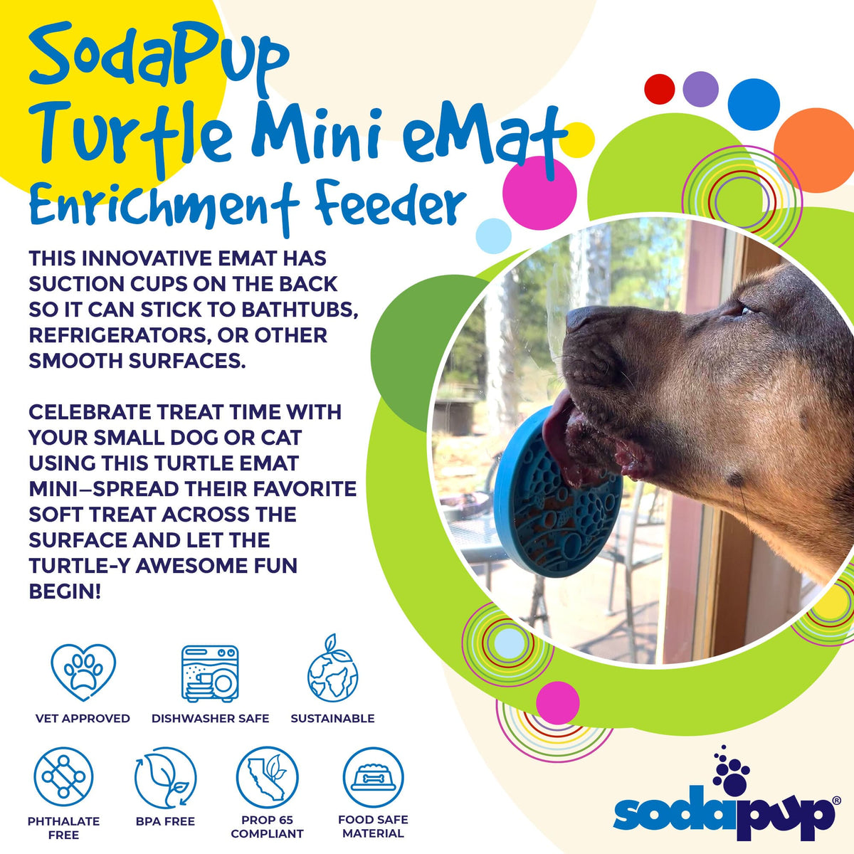Turtle eMat-Mini Lick Mat with Suction Cups - Small Dogs & Cats | USA - American Bark Bliss
