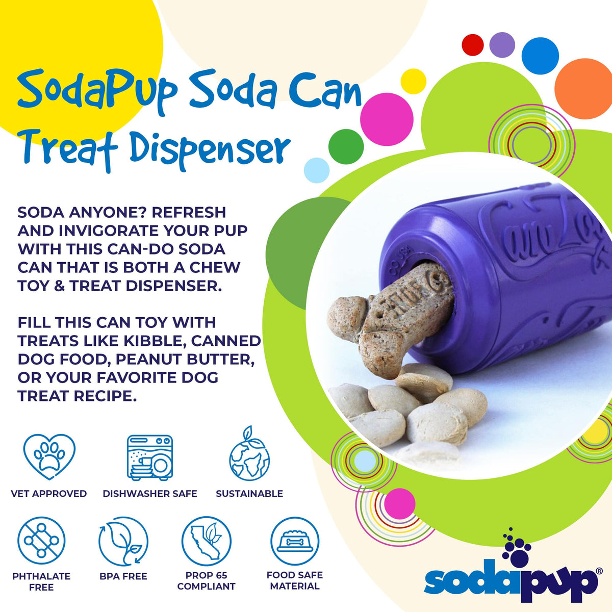 Can Toy eDispenser Durable Rubber Chew Toy & Treat Dispenser - Average Chewer - American Bark Bliss