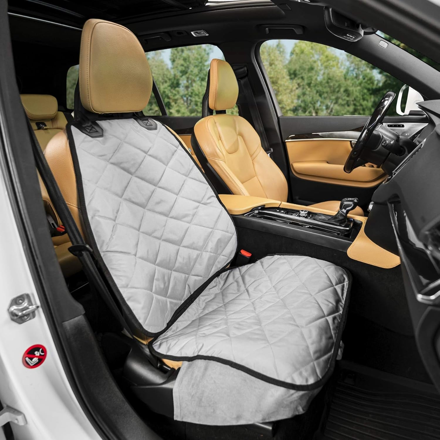 Premium Bucket Car Seat Protector | Diamond Stitching | Washable & Waterproof Front Seat Dog Cover Car, Truck, & SUV | Nonslip, Tear Resistant Pet Passenger Seat Cover | Grey - American Bark Bliss