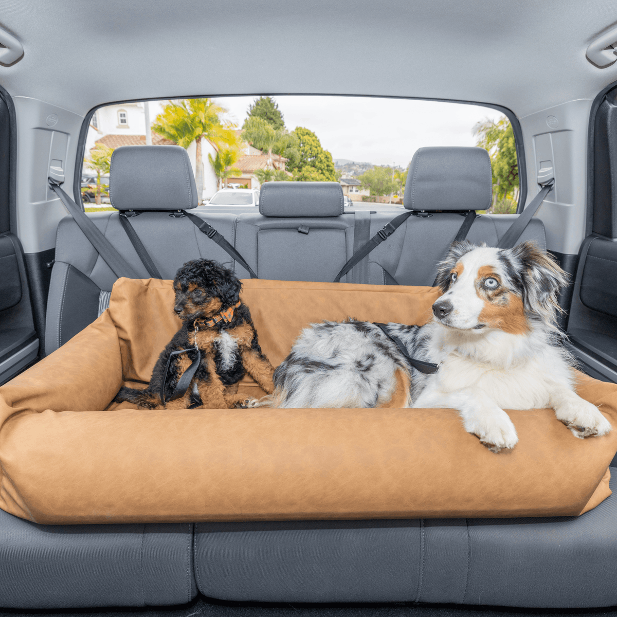 Best Dog Car Bed with Memory Foam - PupProtector™ Camel - American Bark Bliss