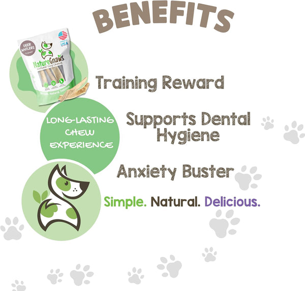 USA Deer Antlers for Dogs 4-7" (3 Count) - Mix of Split and Whole Pieces - Long Lasting for Small and Medium Breeds - Natural Dog Chew Bones