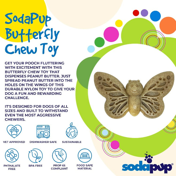 Butterfly Nylon Chew & Enrichment Toy | 2-in-1 for Aggressive Chewers | SodaPup - American Bark Bliss