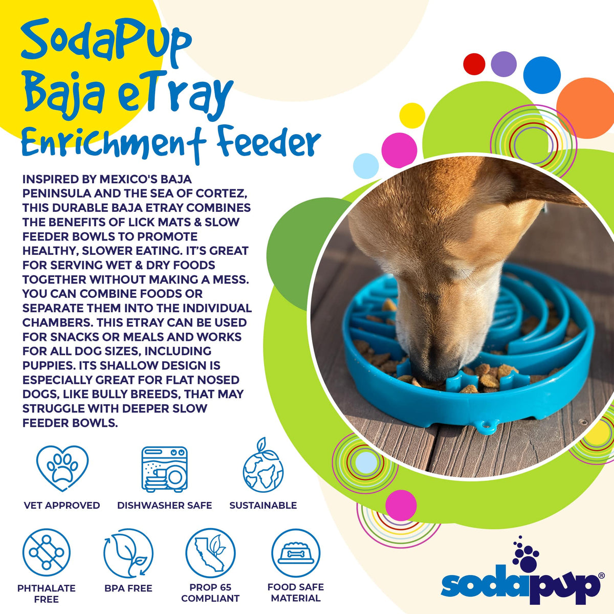 Baja Design eTray - Shallow Slow Feeder Dog Bowl for Enrichment | USA Made - American Bark Bliss