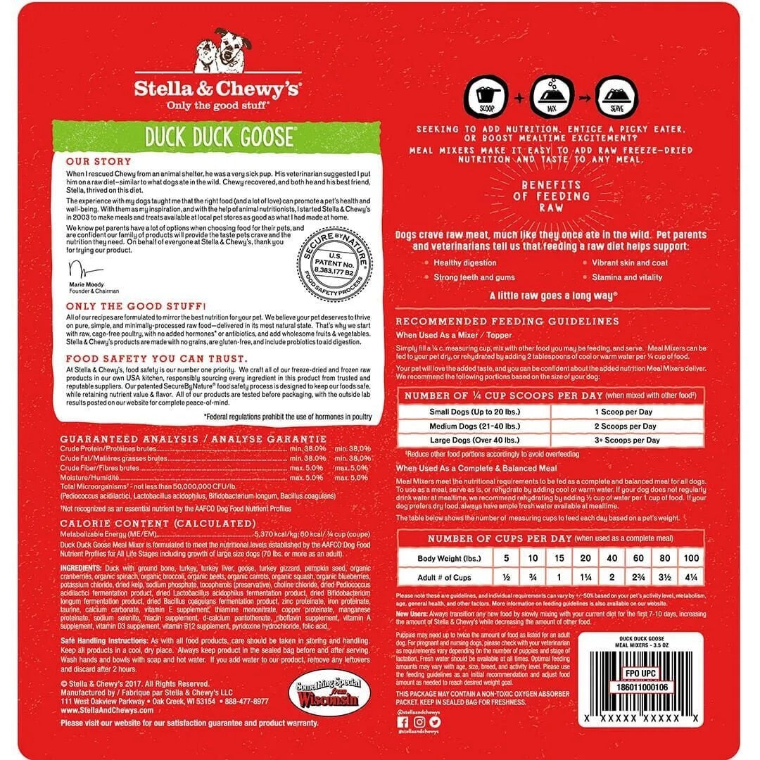 Freeze Dried Duck Dog Food by Stella & Chewy's 18oz - American Bark Bliss