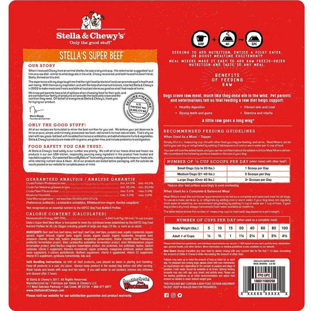 Stella & Chewy's Beef Freeze Dried Meal Mixers Dog Food - American Bark Bliss