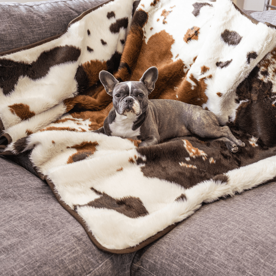 PupProtector™ Waterproof Blanket - Brown Faux Cowhide Protector - American Bark Bliss