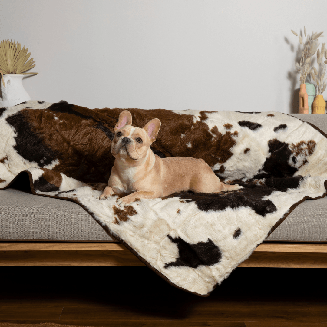 PupProtector™ Waterproof Blanket - Brown Faux Cowhide Protector - American Bark Bliss