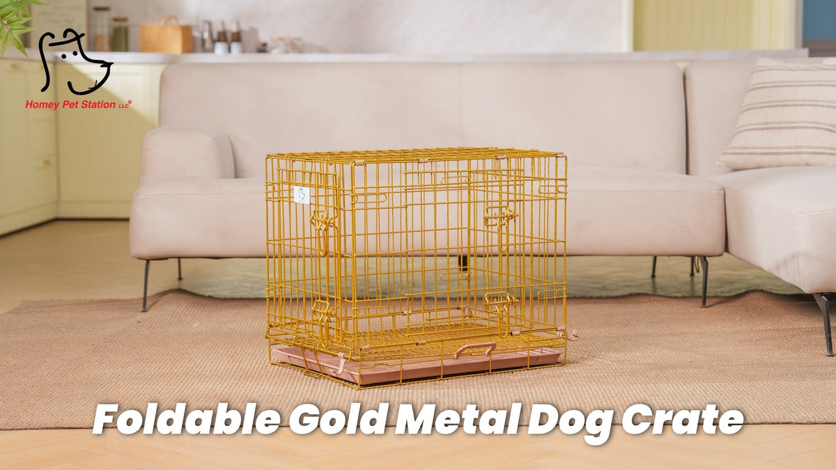24-42" Copper Gold Wire Dog Crate GLD24/30/36/42