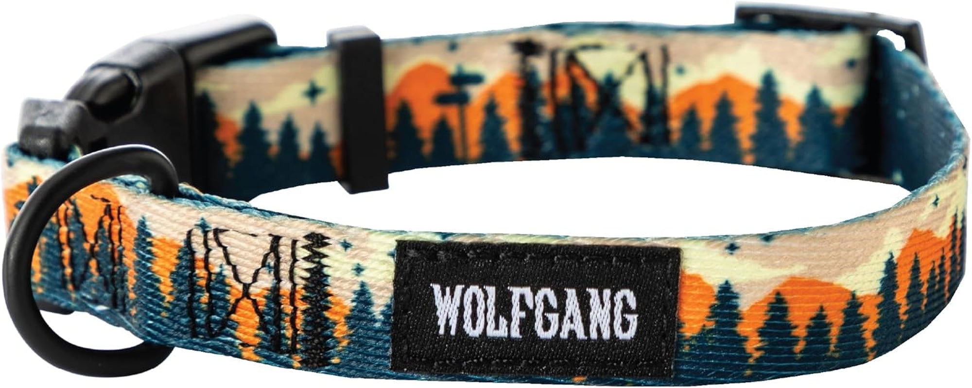 Wolfgang Heavy Duty, Adjustable Dog Collar with Quick Release Nylon Buckle for Walking & Training, Overland Print, Large - American Bark Bliss
