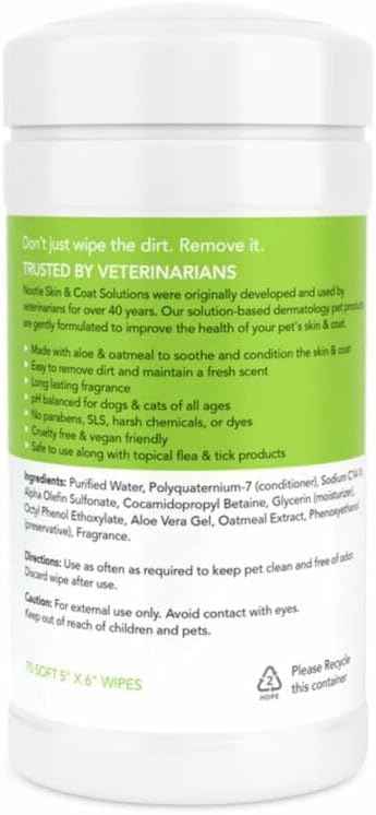 Nootie Waterless Shampoo Wipes for Dogs & Cats - Long Lasting Cucumber Melon Fragrance - Sold in Over 10,000 Vet Clinics and Pet Stores Worldwide, Made in USA - 70 Count