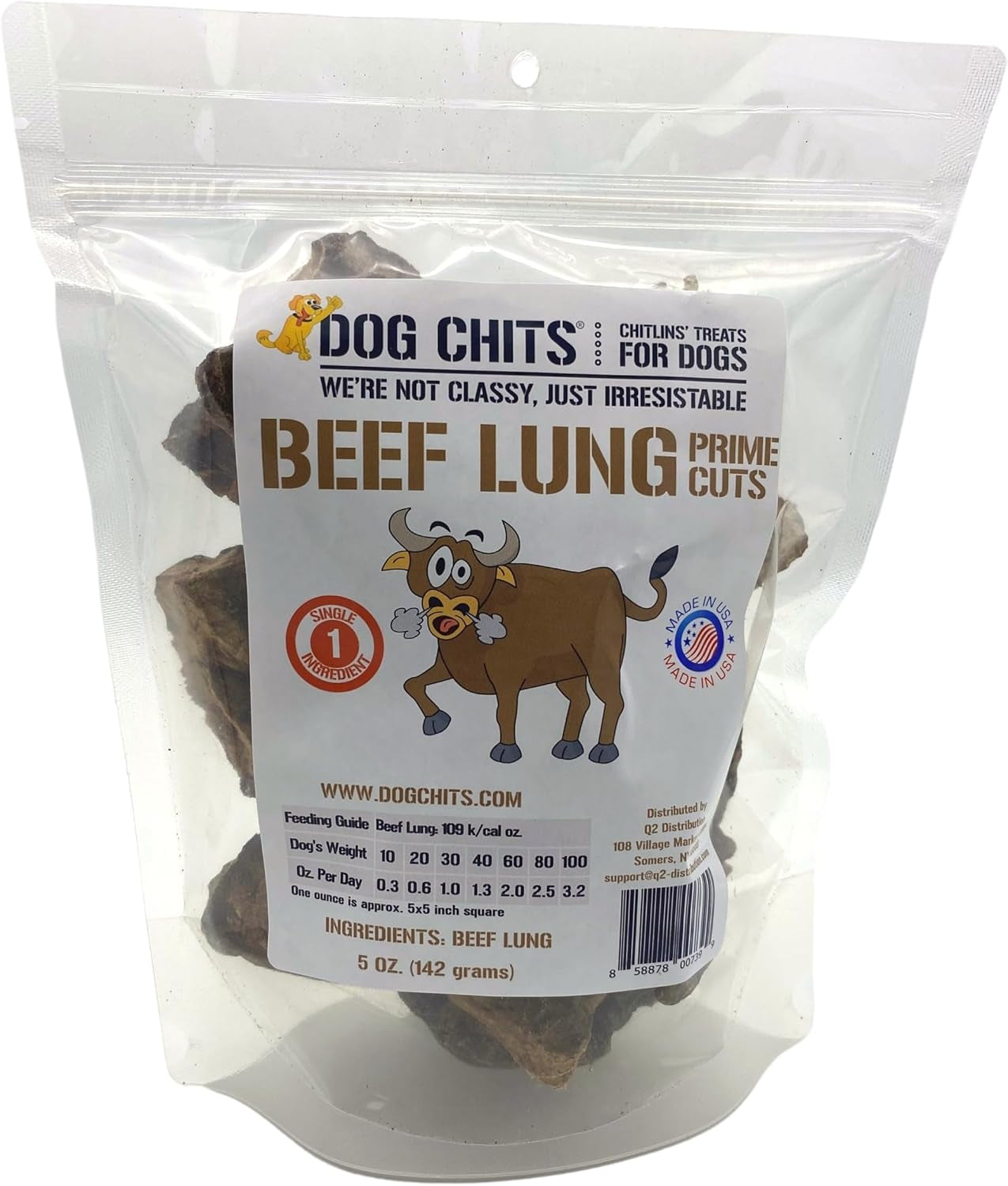 Beef Lung Fillets Dog and Puppy Treats – All Natural Chews for Dogs – Grain-Free, High-Protein, Low Fat Single Ingredient Dog Treat – Ideal for All Dogs – Large, 5 Oz – Made in USA - American Bark Bliss