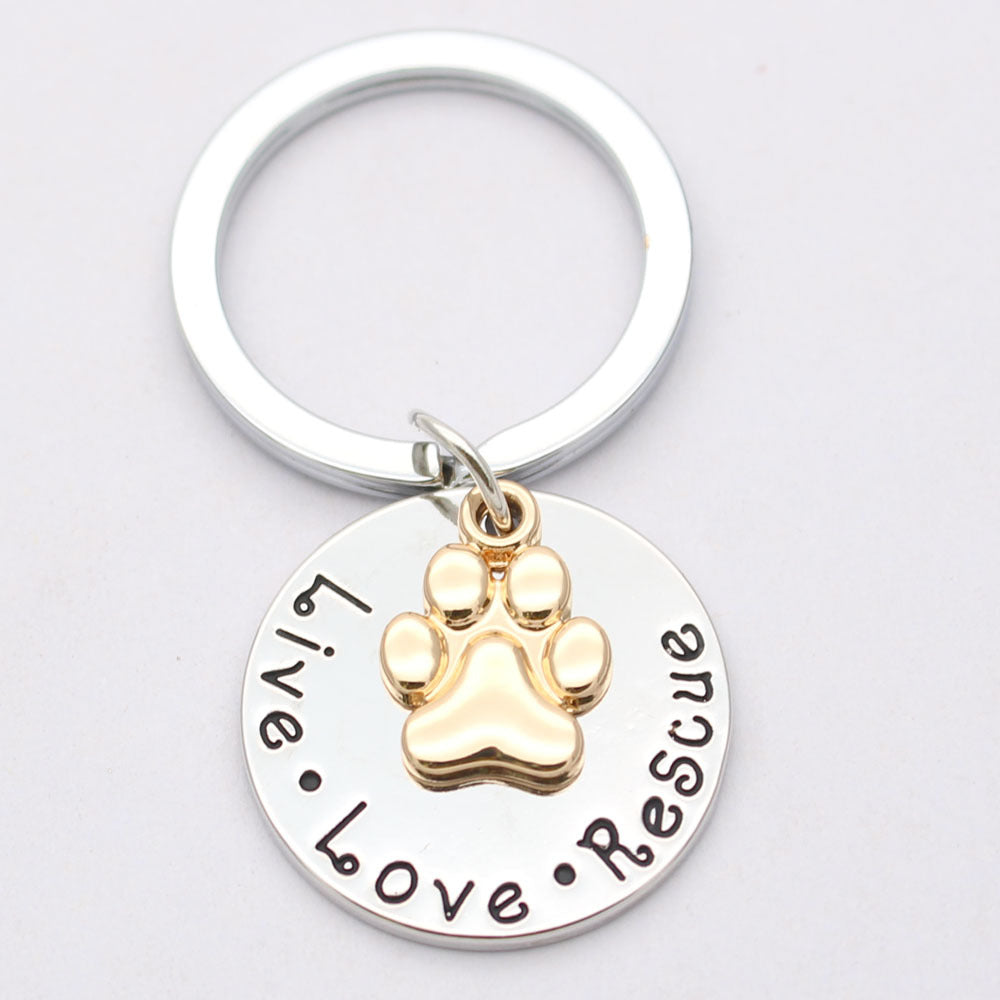 Dog Paw Necklace Keychain | Live Love Rescue Jewelry - American Bark Bliss