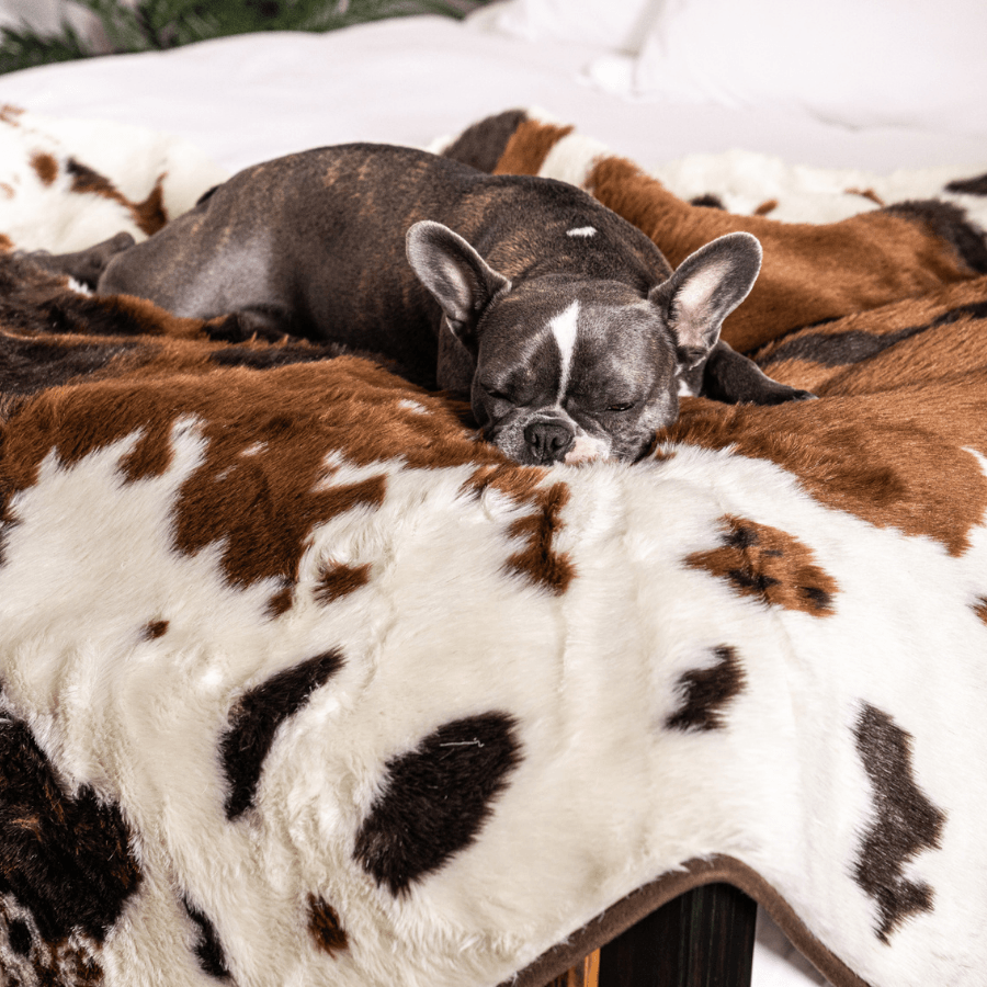 PupProtector™ Waterproof Blanket - Brown Faux Cowhide Protector - American Bark Bliss
