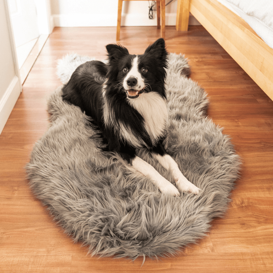 PupRug by Paw.com® Faux Fur Orthopedic Dog Bed - Curve Charcoal Grey - American Bark Bliss