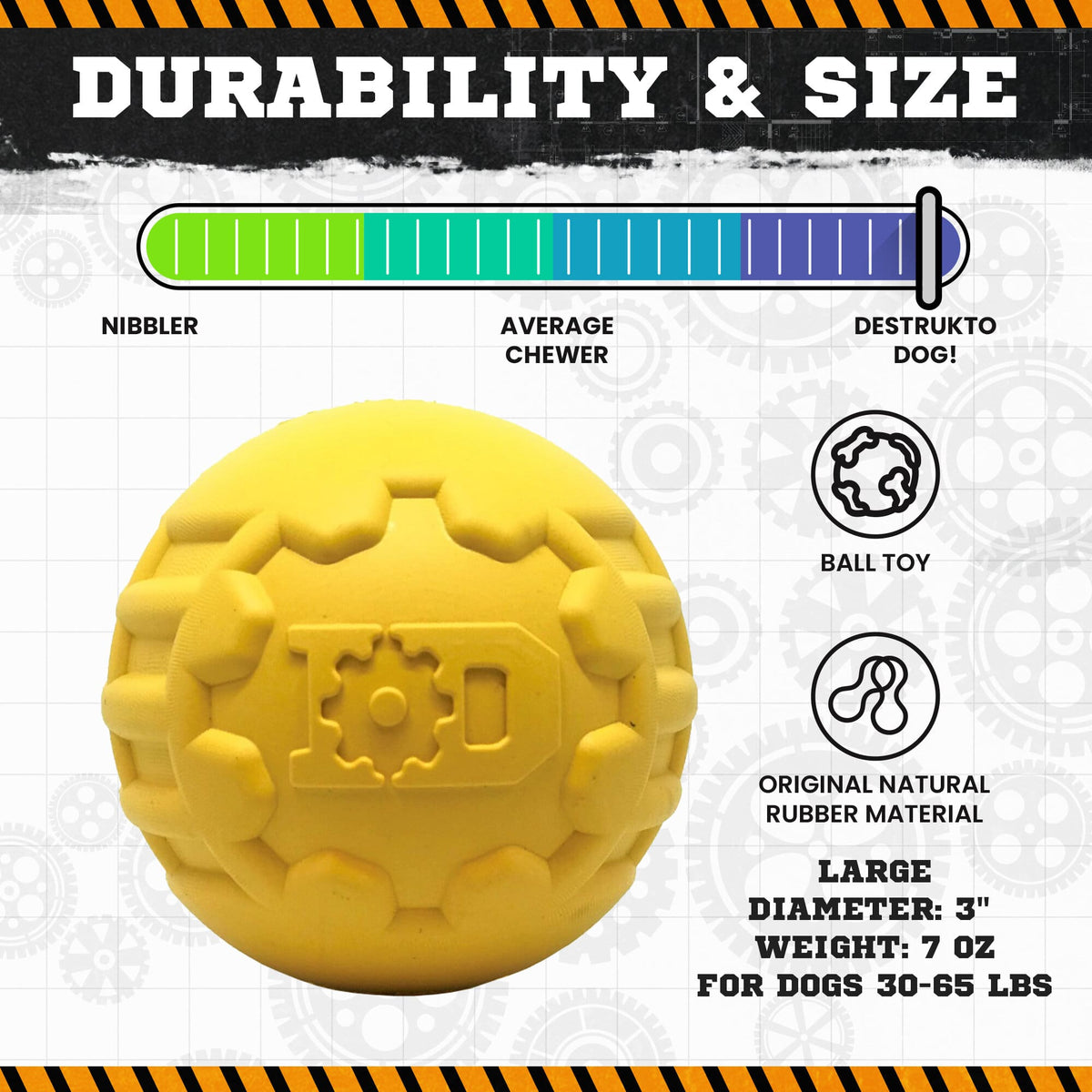 ID Ball Durable Rubber Chew Ball - American Bark Bliss
