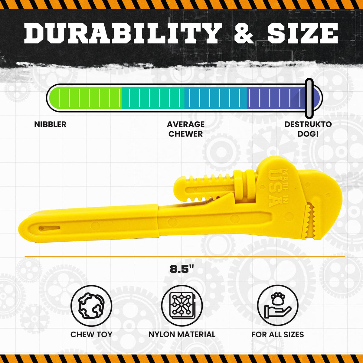Pipe Wrench Nylon Dog Toy for Aggressive Chewers | USA Made | SodaPup - American Bark Bliss