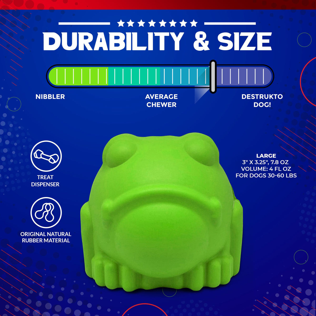 Bull Frog eDispenser Durable Rubber Chew Toy & Treat Dispenser - Large - American Bark Bliss