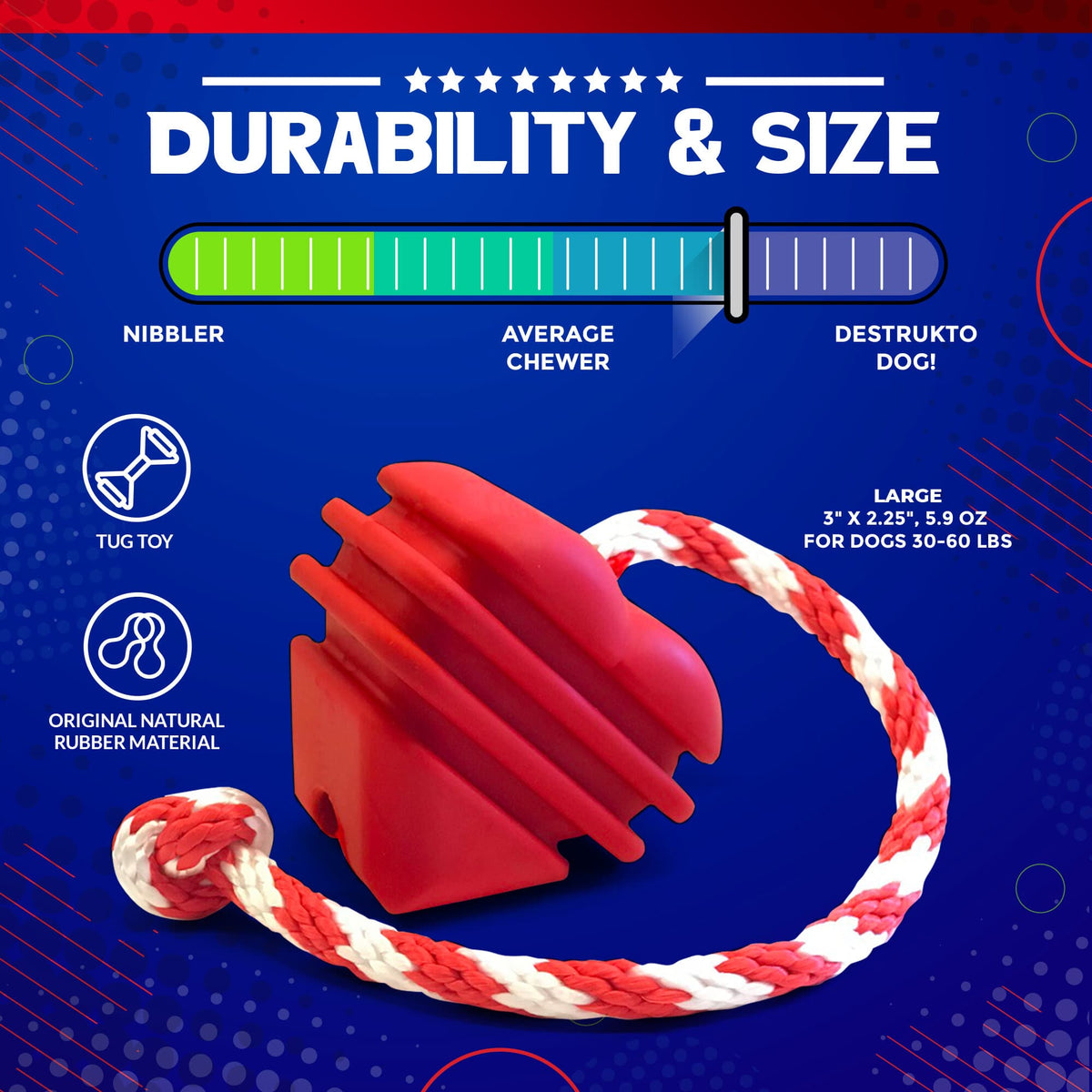 Large Rubber Heart on a String Toy - American Bark Bliss