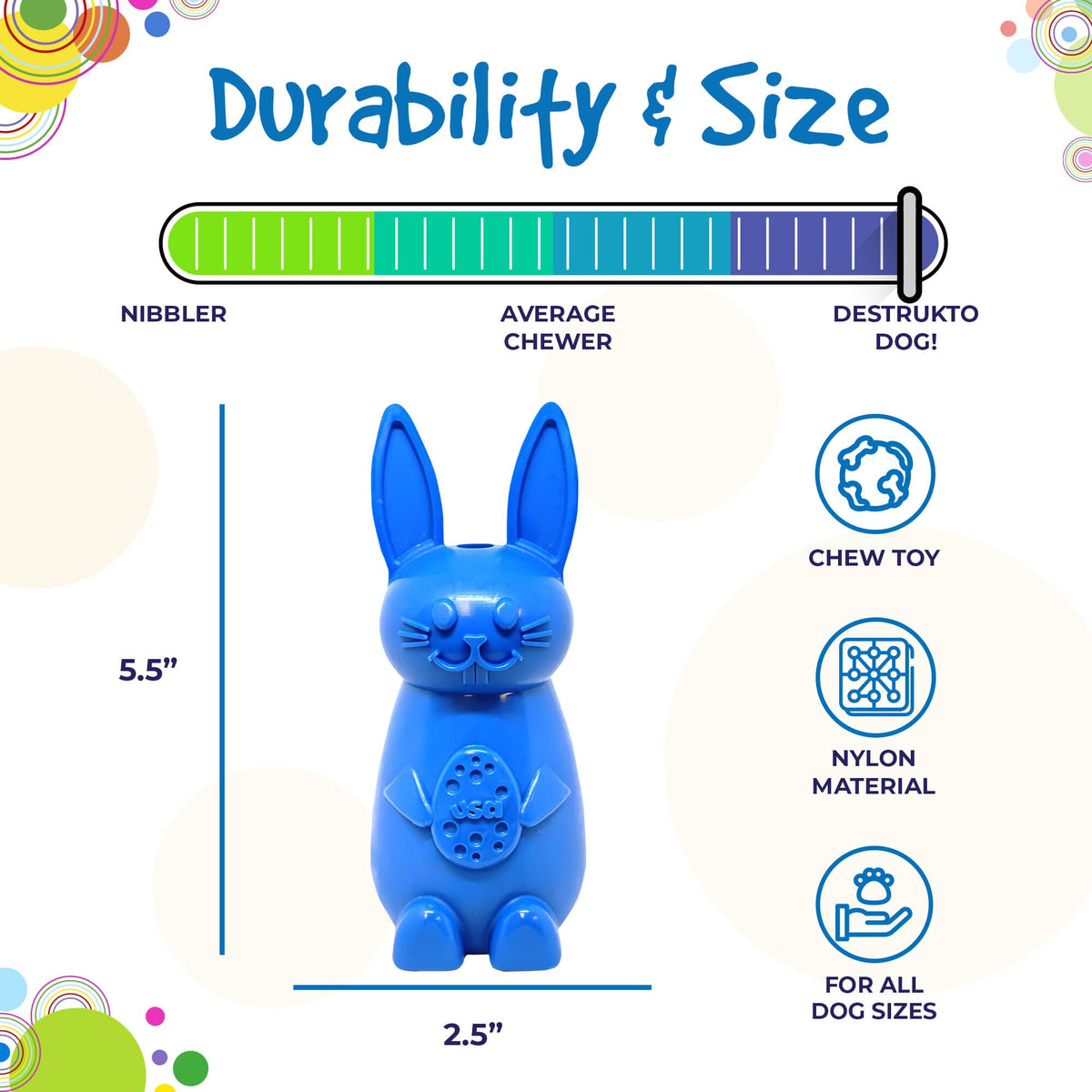 Bunny Nylon Chew Toy for Aggressive Chewers | Durable & USA Made - American Bark Bliss