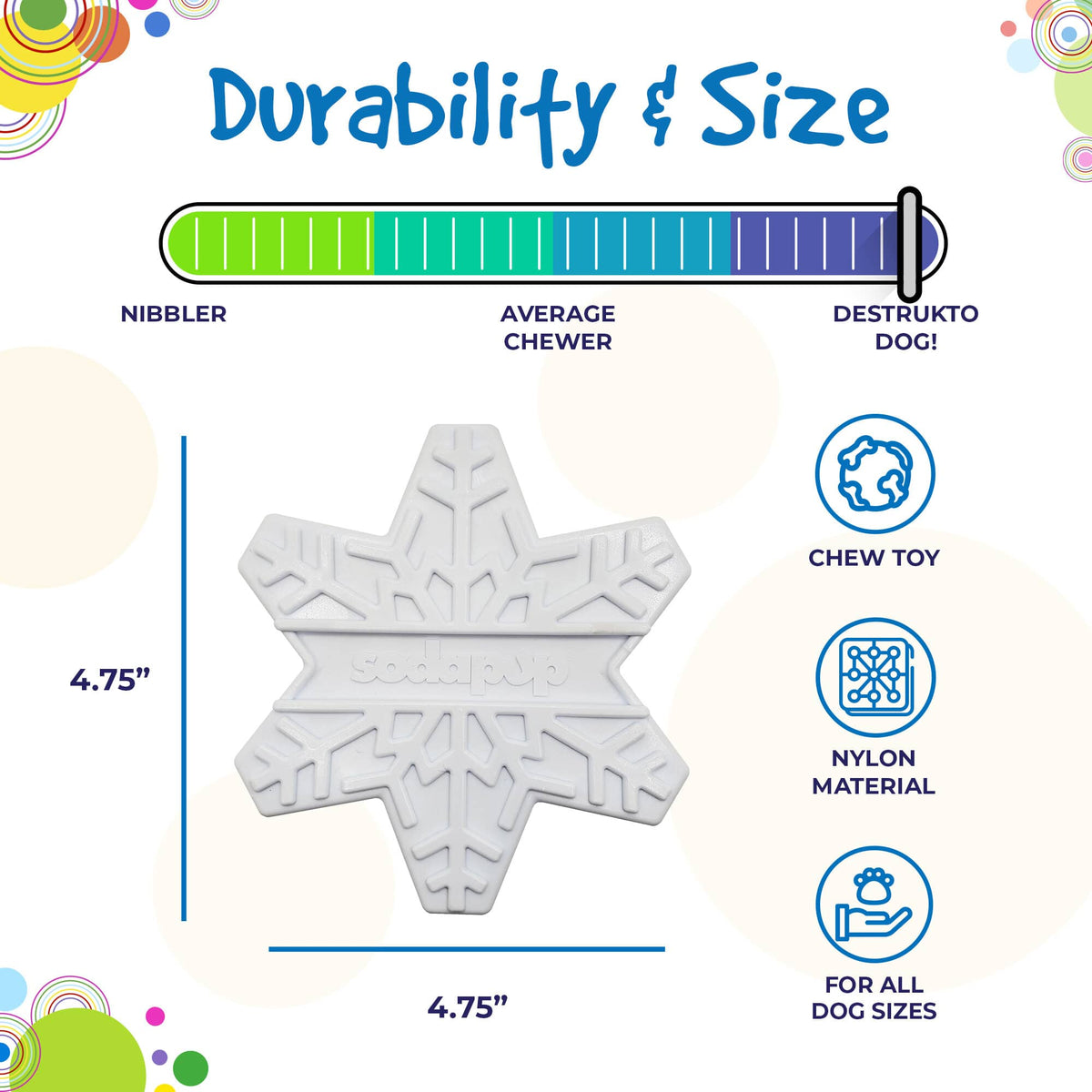 Snowflake Nylon Dog Chew Toy for Aggressive Chewers | USA Made & FDA Compliant - American Bark Bliss