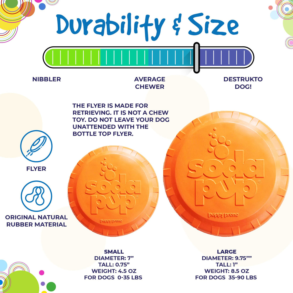 Bottle Top Flyer Durable Rubber Retrieving Frisbee - Orange - American Bark Bliss