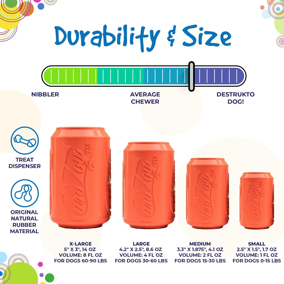 Can Toy eDispenser Durable Rubber Chew Toy & Treat Dispenser - Average Chewer - American Bark Bliss