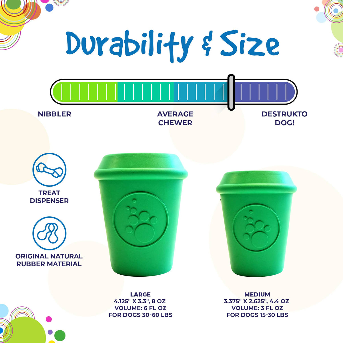 Coffee Cup eDispener Durable Rubber Chew Toy and Treat Dispenser - American Bark Bliss