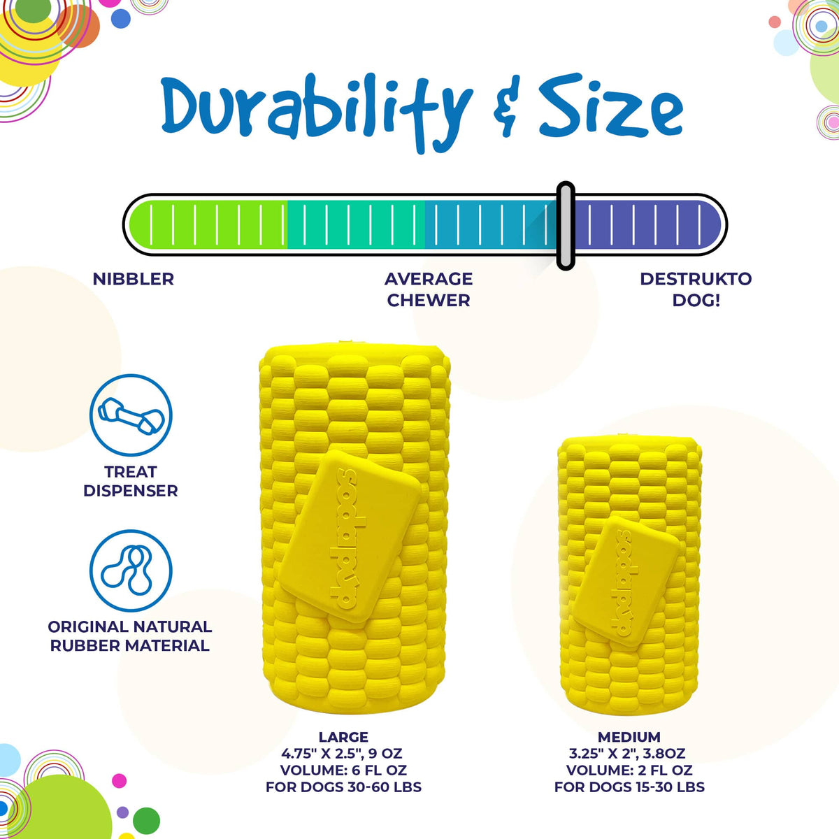 Corn on the Cob eDispenser Durable Rubber Treat Dispenser - American Bark Bliss