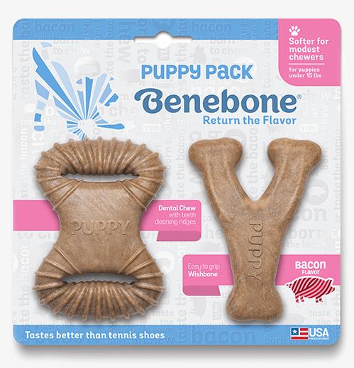 Puppy Chew Toys - Benebone with Bacon Flavor - American Bark Bliss